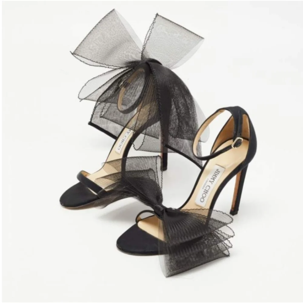 Jimmy Choo Aveline 100 Bow Ankle Strap Sandals Heels Size 40.5/10.5 - Picture 2 of 16